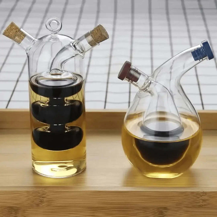 Distributeur d'huile et de vinaigre à double paroi en verre