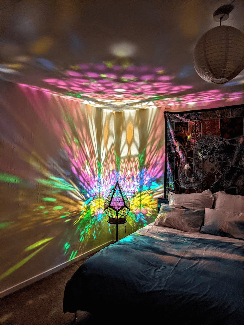 LED Tischlampe Glas-in-Block Design Sternhimmel