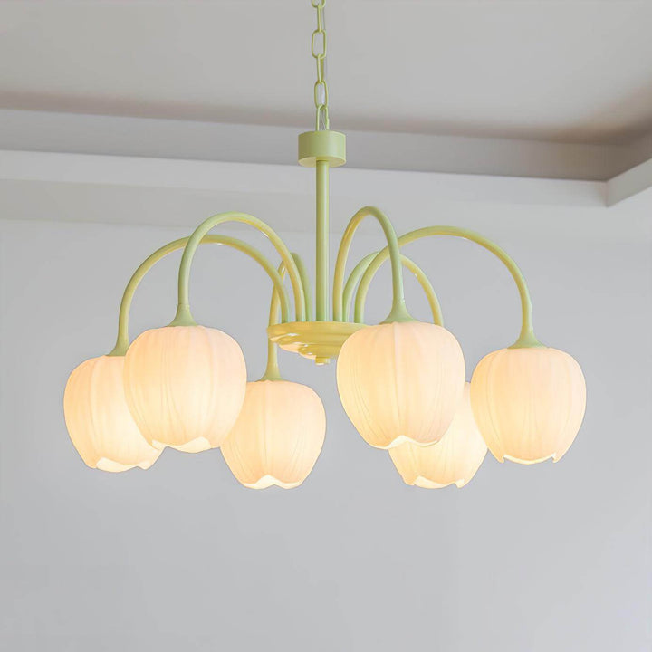 Tulpen-Matcha-Kronleuchter - 5-8 Leuchten
