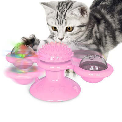 Jouet pour chat avec griffoir et moulin à vent - Interactif