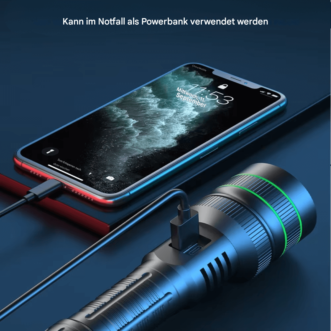 Lampe de poche LED extrêmement lumineuse avec zoom