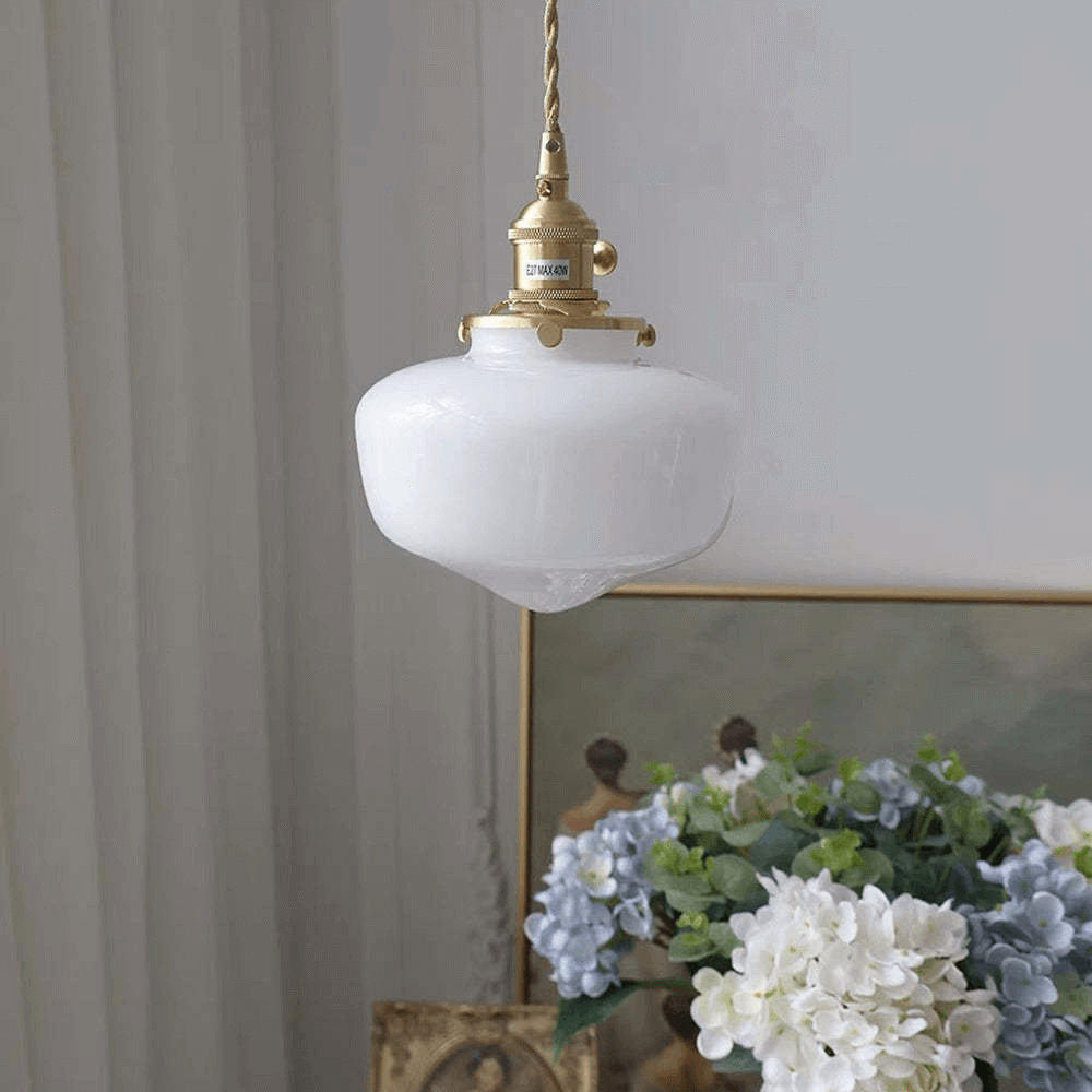 Retro Messing Glas Pendelleuchte