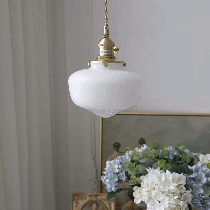 Retro Messing Glas Pendelleuchte