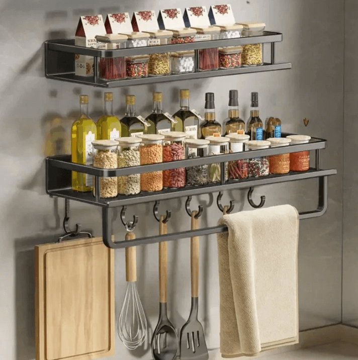 Étagère de cuisine noire - étagère murale moderne