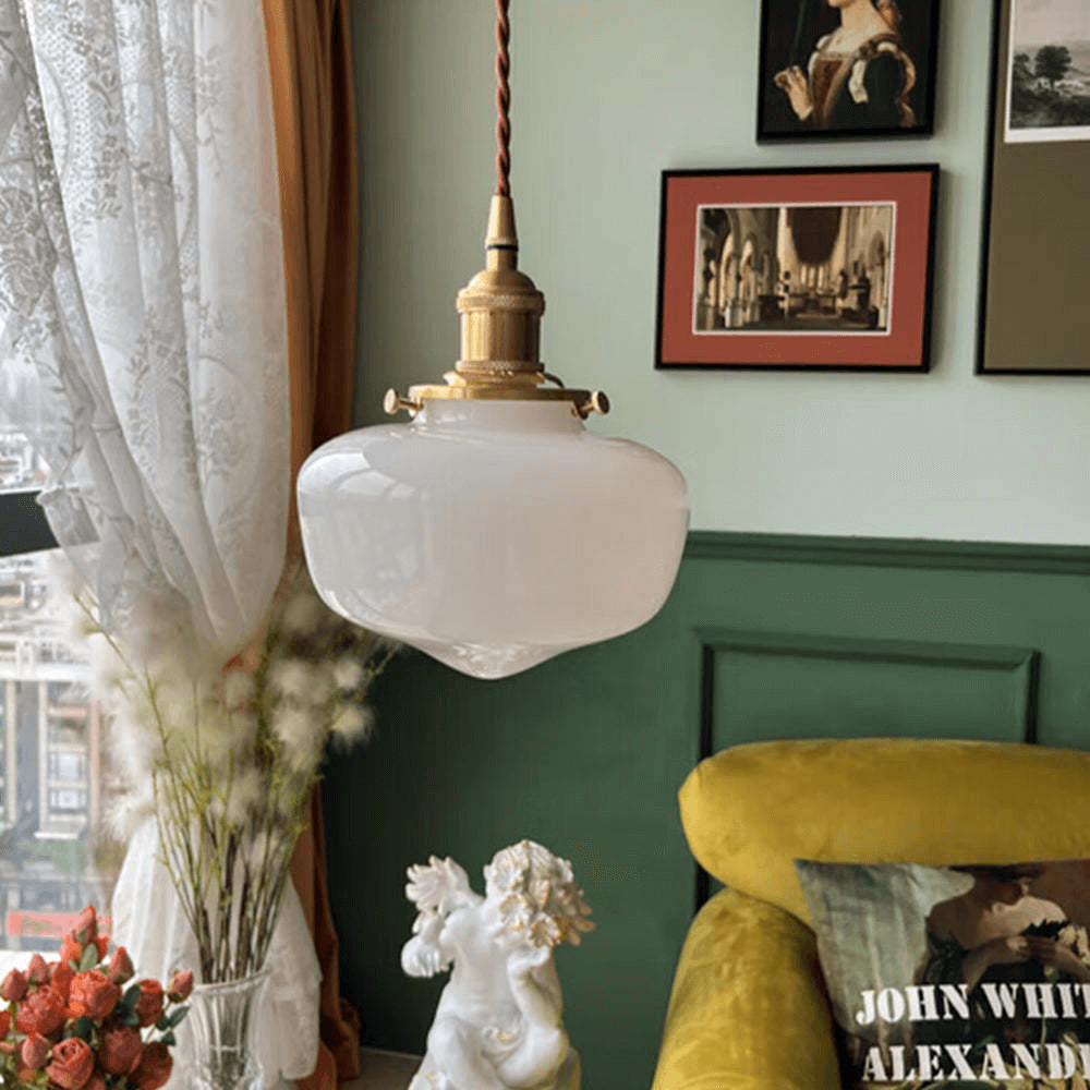 Retro Messing Glas Pendelleuchte