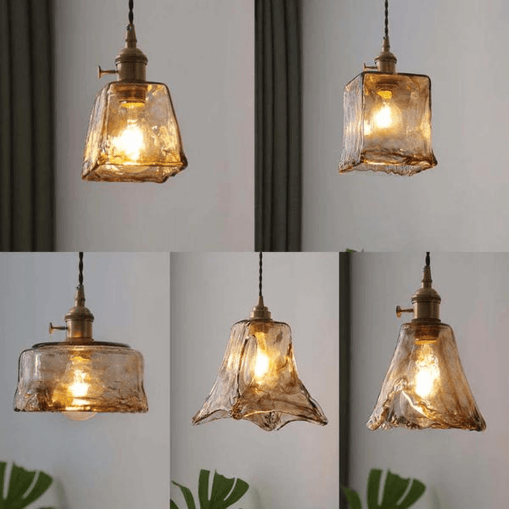 Retro Hängeleuchte Vintage Design Metall Glas