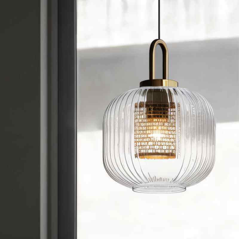 Moderne Pendelleuchte mit Gestreiftem Glasdesign