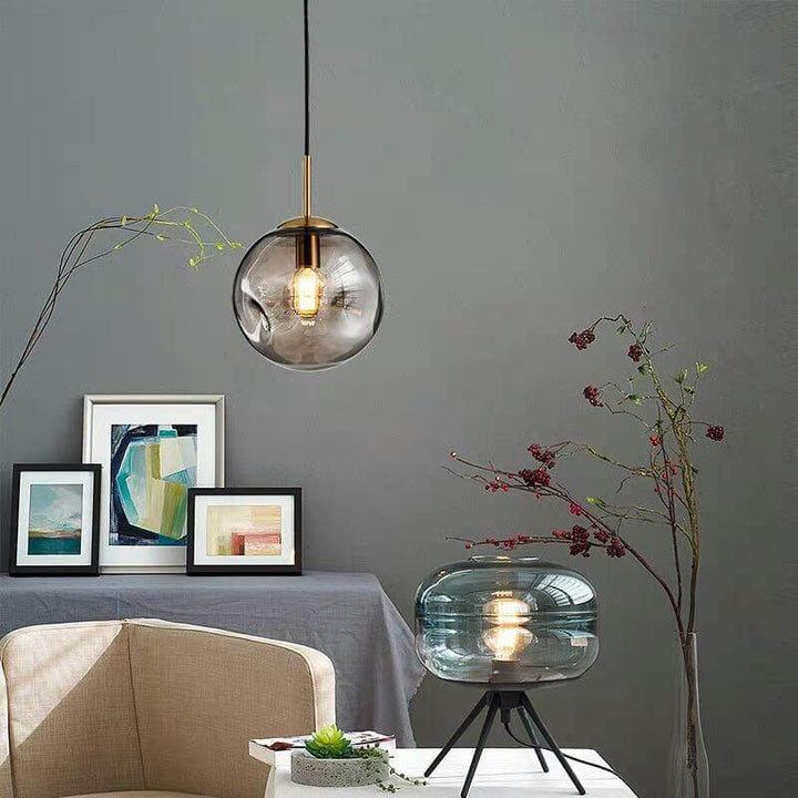 Goldene Glas-Pendelleuchte Kugelform 25cm