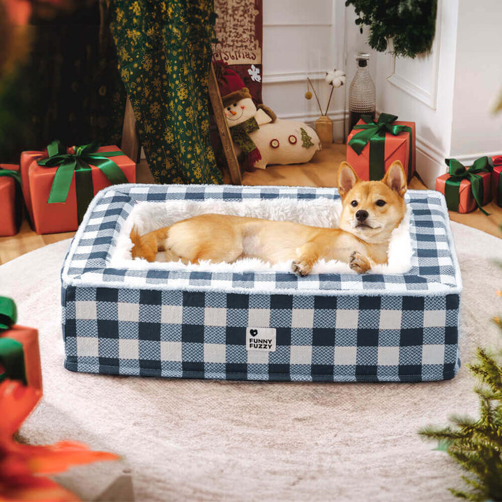 Gemütliches Hunde-Kuschelbett Kariert