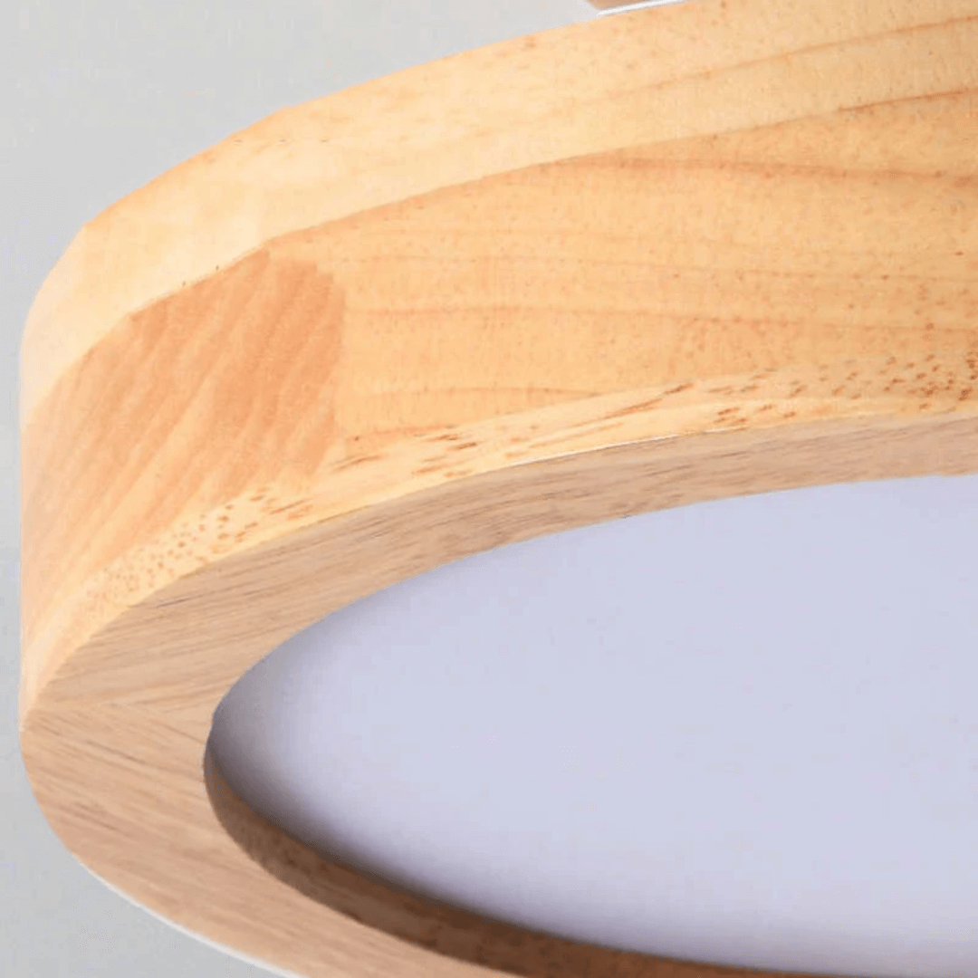 Moderne Runde LED Deckenleuchte Holz Acryl
