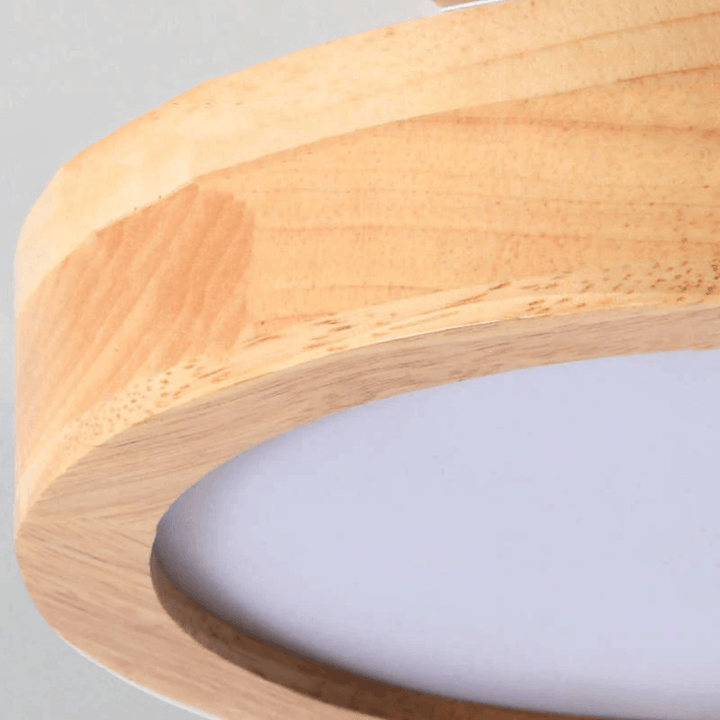 Moderne Runde LED Deckenleuchte Holz Acryl