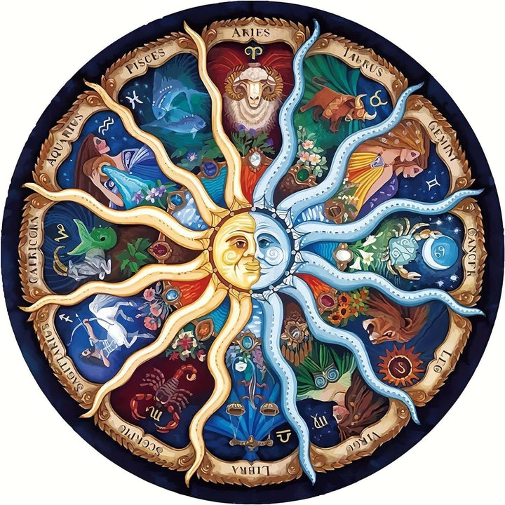 1000-teiliges Rundpuzzle - Sternzeichen-Motiv