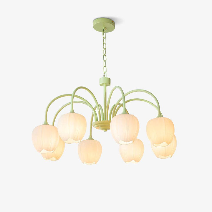 Tulpen-Matcha-Kronleuchter - 5-8 Leuchten