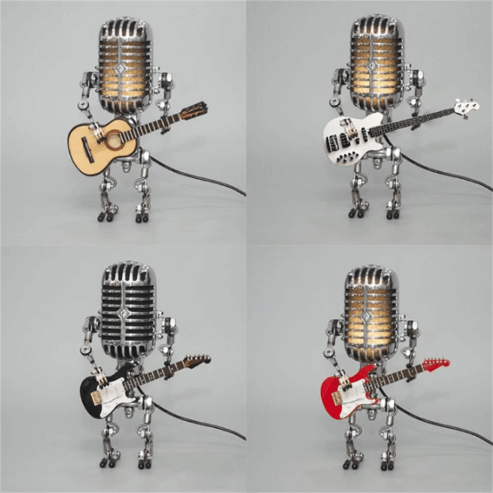 Dimmbare Roboter Tischleuchte mit Gitarre