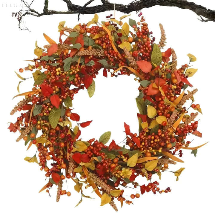 Herbstlicher Wandkranz mit Beeren & Blättern