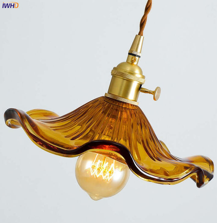 LED-Hängeleuchte, Buntglas & Kupfer - Modernes Design