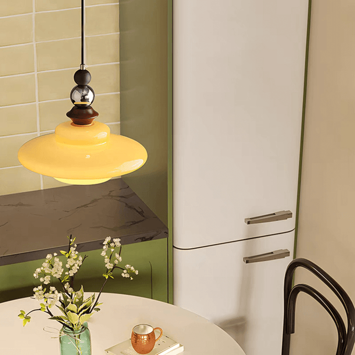 Elegante Beige Glas Hängeleuchte