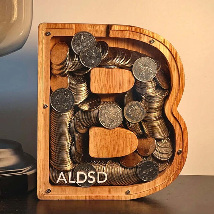 Holz Alphabet Sparschwein Buchstaben Spardose