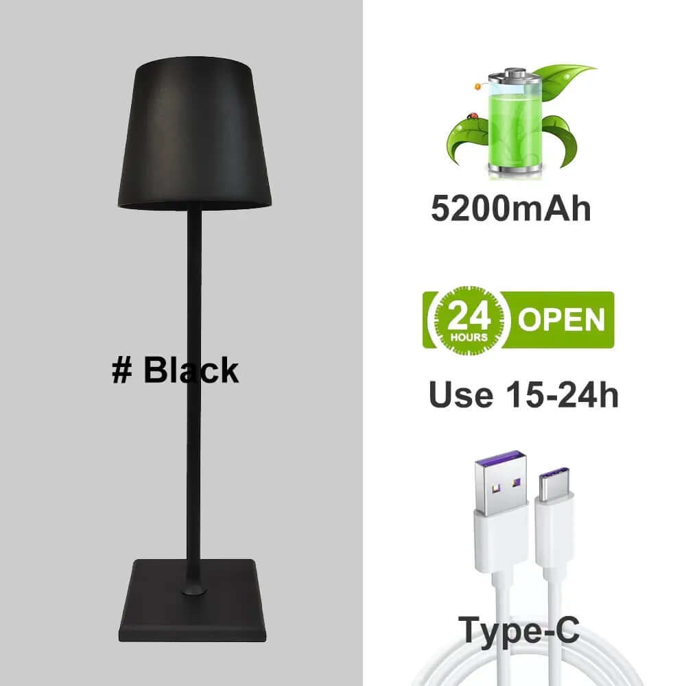 Dimmbare LED Tischlampe, Alu, Akku, Touch