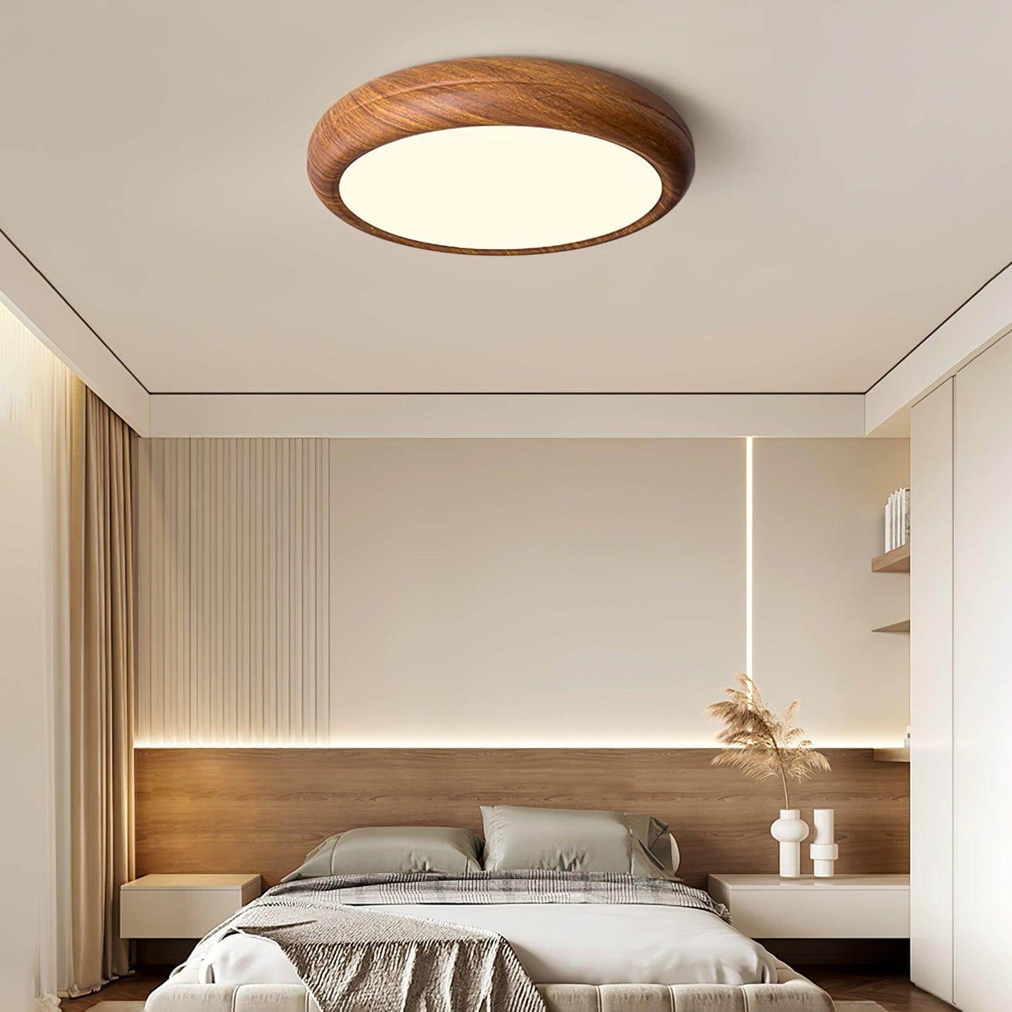 LED Deckenleuchte Holzoptik Modern Rund