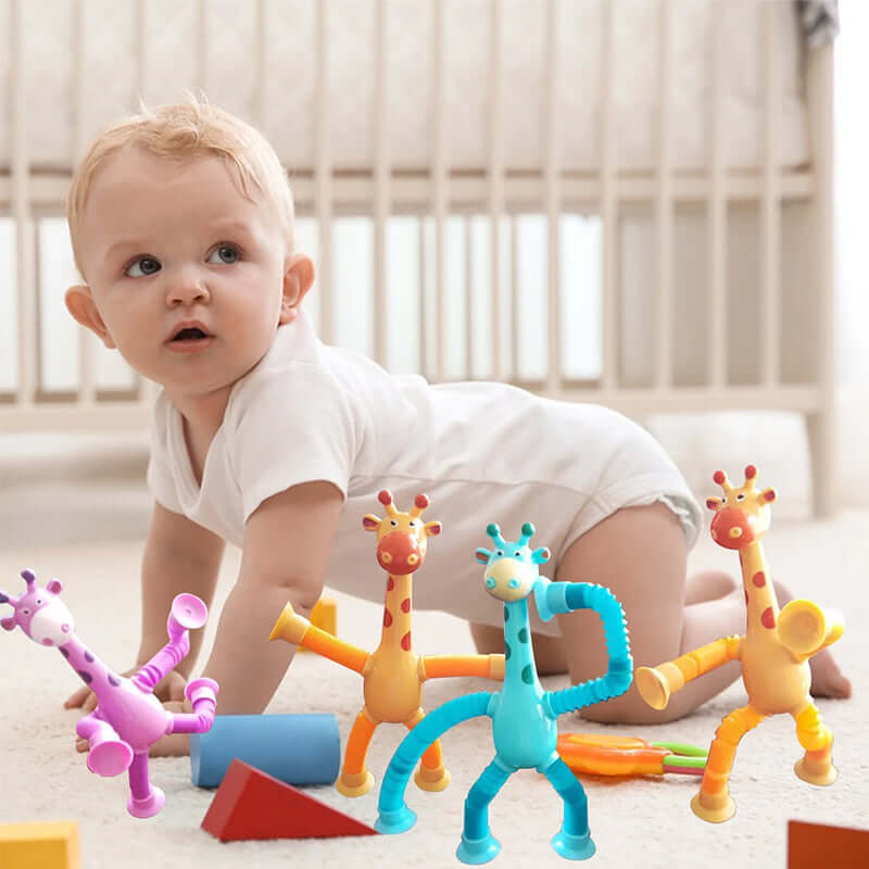 Flexibles Giraffenspielzeug mit Saugnapf