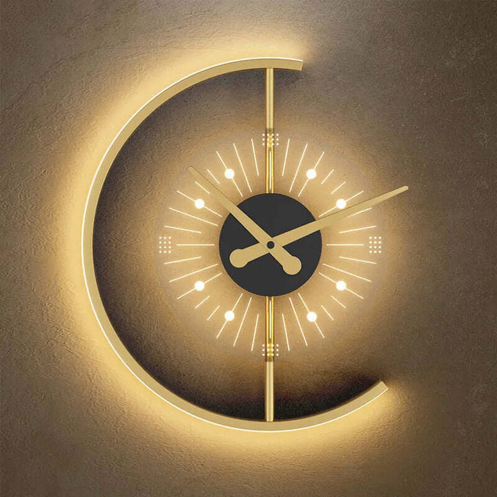 Leuchtende Wanduhr Gold Modern