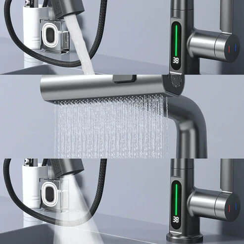 Flexibler Küchenarmatur mit LED, 360° drehbar