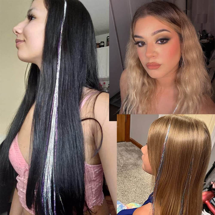 Glitzer Haar-Tinsel Set - Funkelnde Strähnen