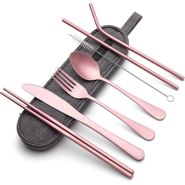 Ensemble de couverts portables en acier inoxydable - compagnon de voyage