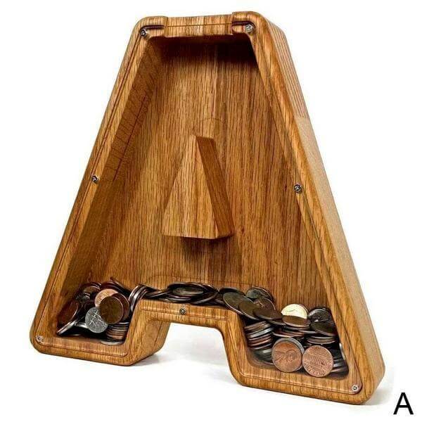 Holz Alphabet Sparschwein Buchstaben Spardose