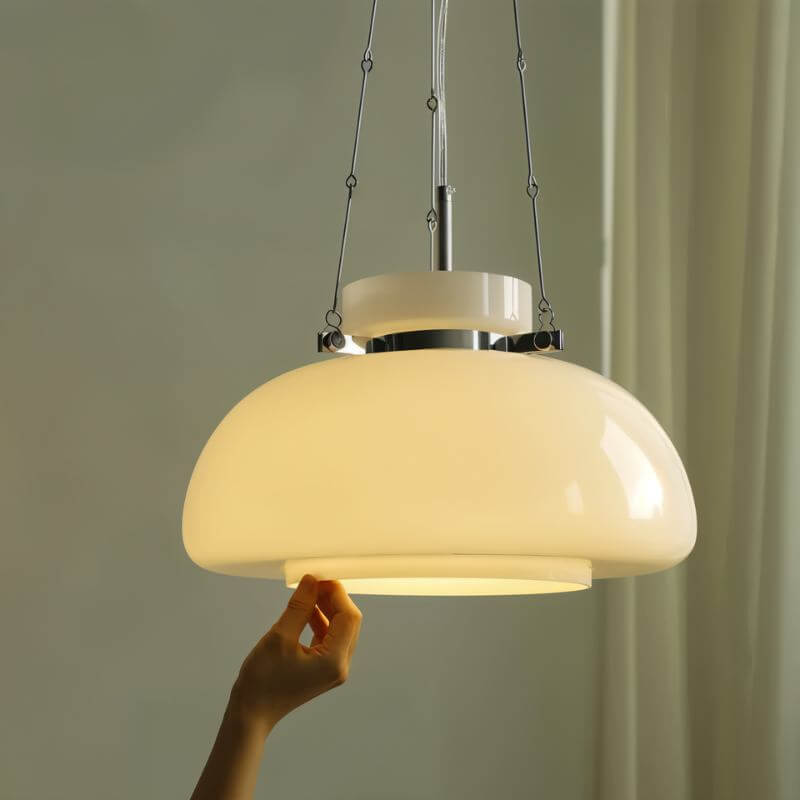 Milchige LED Pendelleuchte Modern Glas 40cm