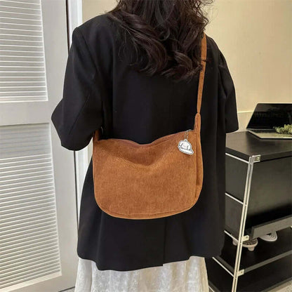 Sac à bandoulière en velours côtelé pour femme