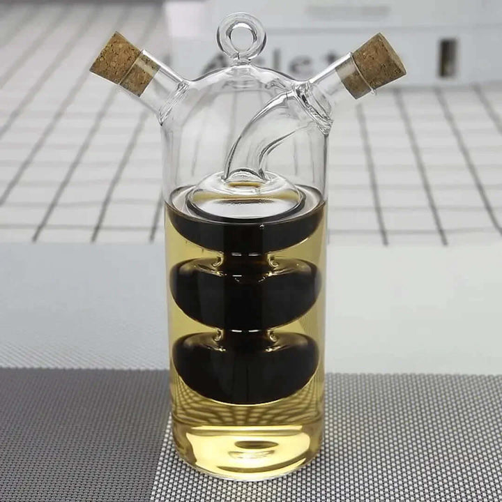 Distributeur d'huile et de vinaigre à double paroi en verre
