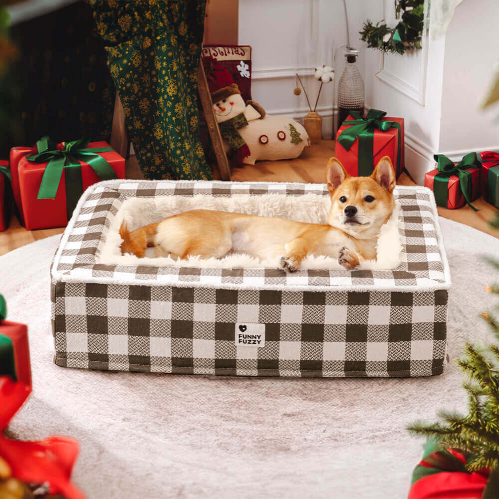 Gemütliches Hunde-Kuschelbett Kariert