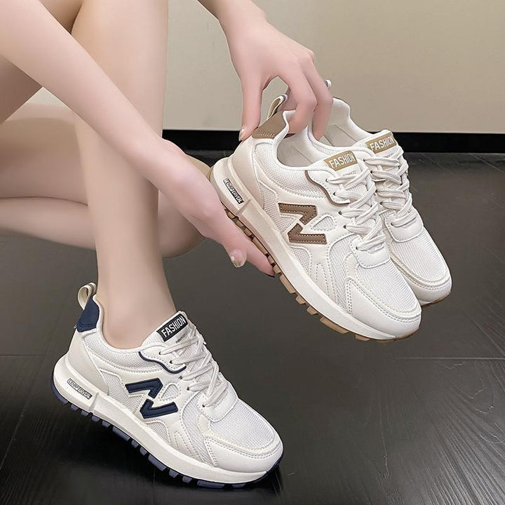 "Damen Sneaker, sportlich, atmungsaktiv, graues Mesh, griffige Laufsohle; ideal für Alltag & Sport; bequem & leicht."