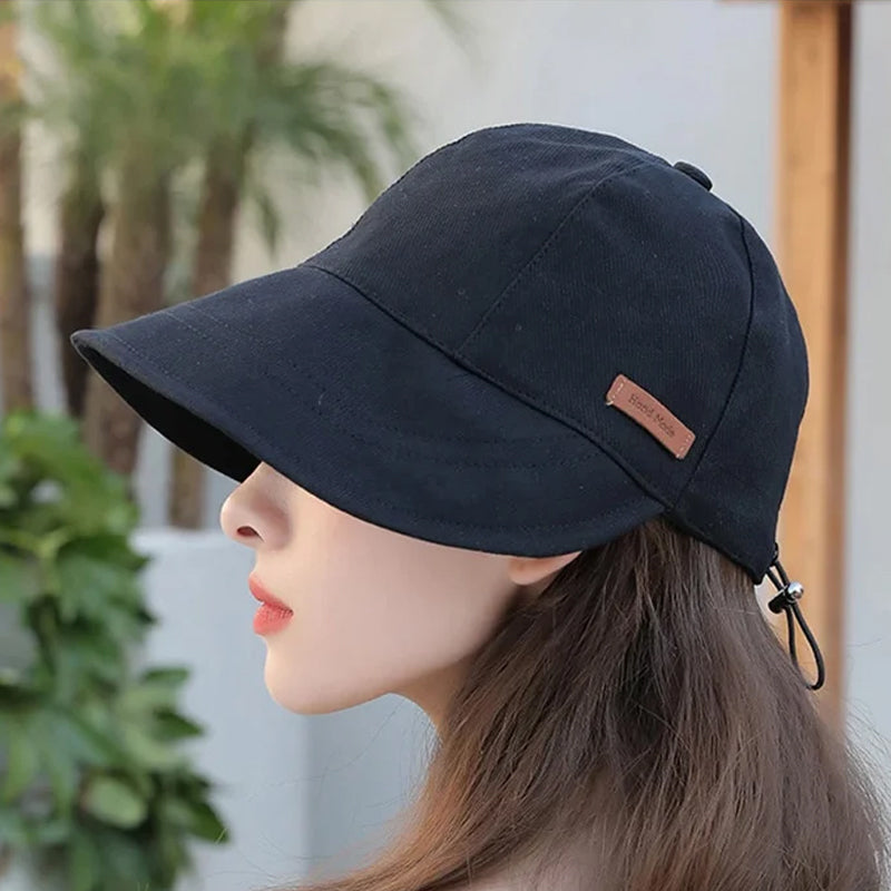 "Damen UV-Schutz-Hut mit breiter Krempe, faltbar, in Schwarz, Beige, Khaki oder Blau für Outdoor-Aktivitäten."