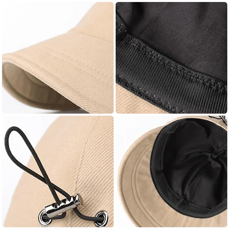 "Damen UV-Schutz-Hut mit breiter Krempe, faltbar, in Schwarz, Beige, Khaki oder Blau für Outdoor-Aktivitäten."