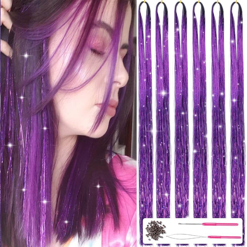 Glitzer Haar-Tinsel Set - Funkelnde Strähnen