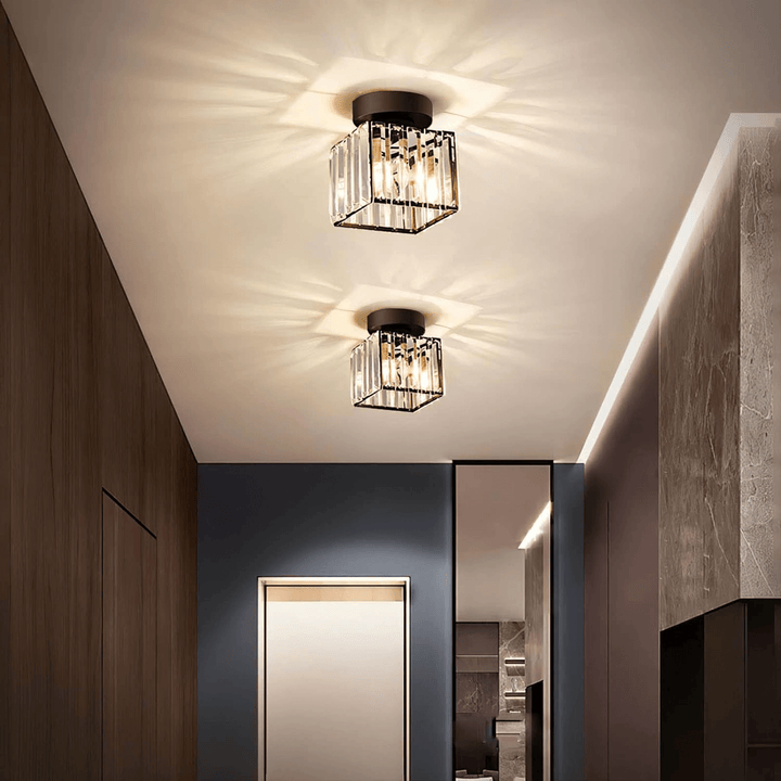 Plafonnier moderne en cristal, 20 cm, laiton