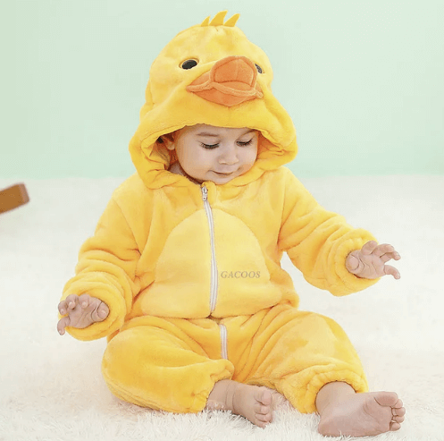 Barboteuse pour bébé avec des animaux mignons - douillette et chaude
