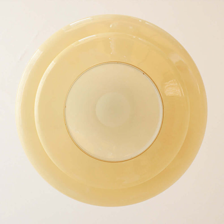 Cremegelbe Bauhaus Pendelleuchte Glas