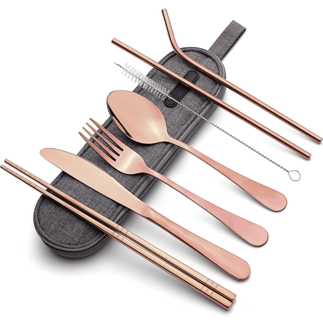 Ensemble de couverts portables en acier inoxydable - compagnon de voyage