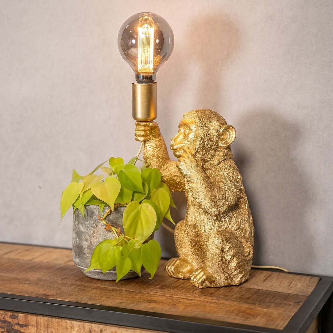 Goldene Affen Tischlampe - Luxuriöses Design