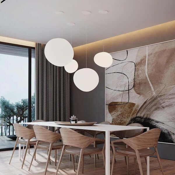 Moderne Pendelleuchte - satiniertes Glas