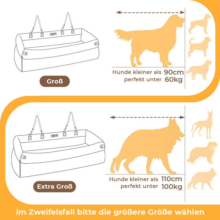 "Deluxe Hundeautositz aus Kunstleder, zweifarbig, geräumig, für mittelgroße bis große Hunde, mit Plüsch und rutschfestem Bode