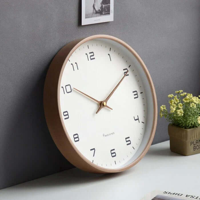 Holzwanduhr Modern 25/30cm - Braun/Creme