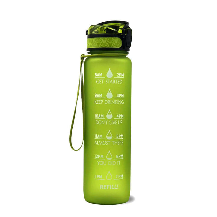 Motivations-Wasserflasche mit Zeitangaben