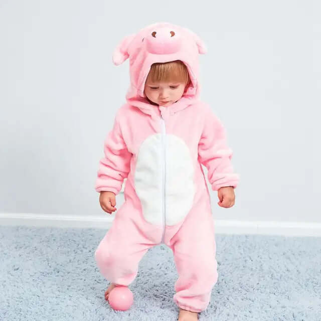 Barboteuse pour bébé avec des animaux mignons - douillette et chaude