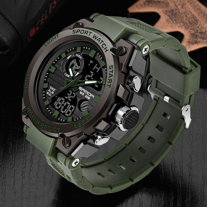 Digitale Herren Sportuhr, wasserfest & stoßfest, mit LED-Beleuchtung, robustem Design, verstellbarem Silikonarmband.