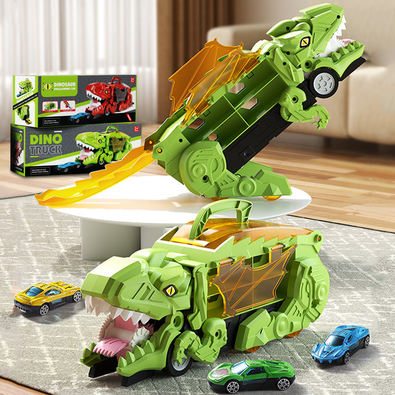"Dinosaurier-Spielzeugtruck mit LED-Lichtern, verwandelt sich in Dinosaurier, farbenfroh für Kinderabenteuer"
